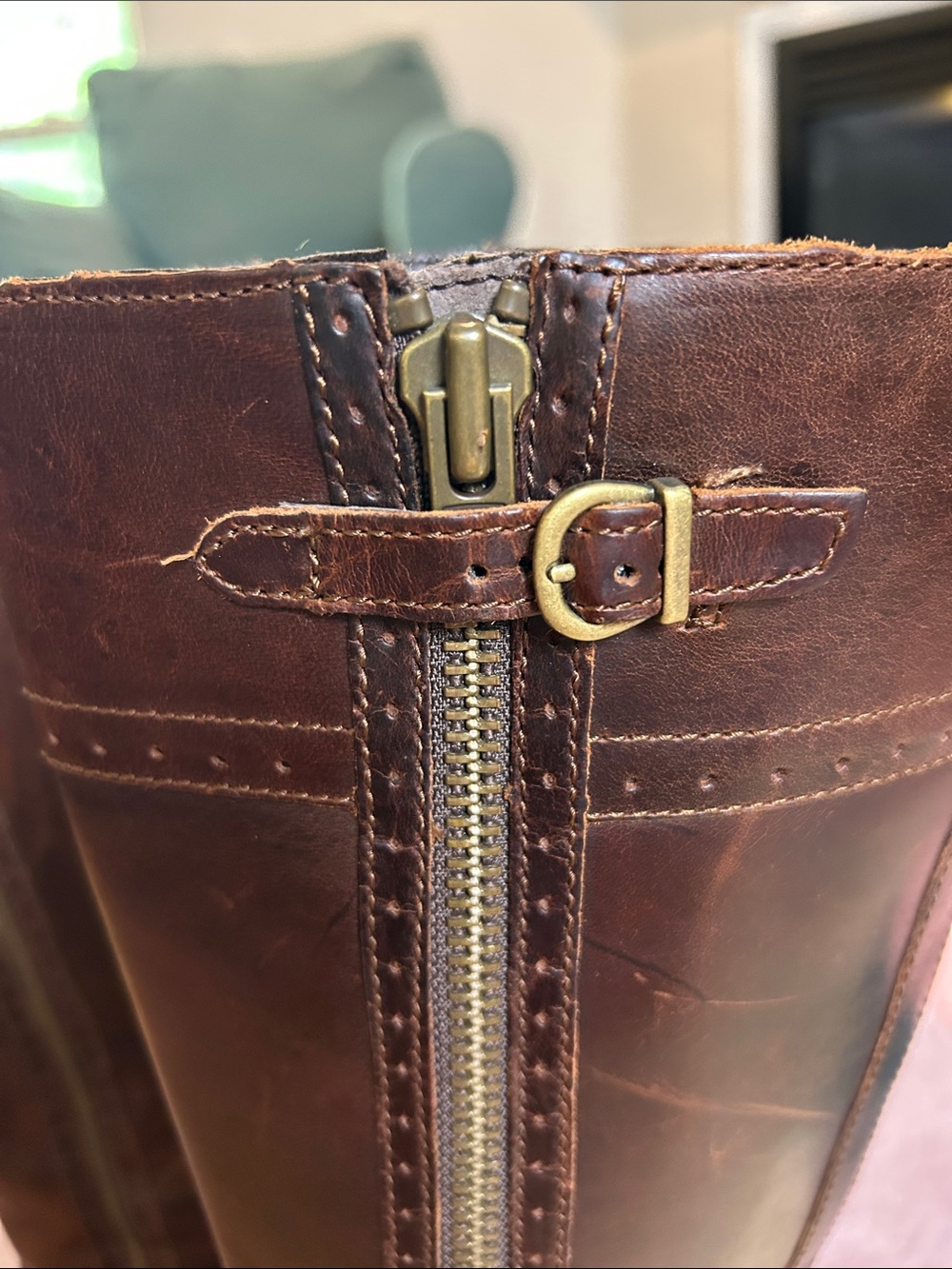 Born Poly Classic Brown Leather Knee-High Women's Riding Boots Double Zip Size 6 - Picture 11 of 17